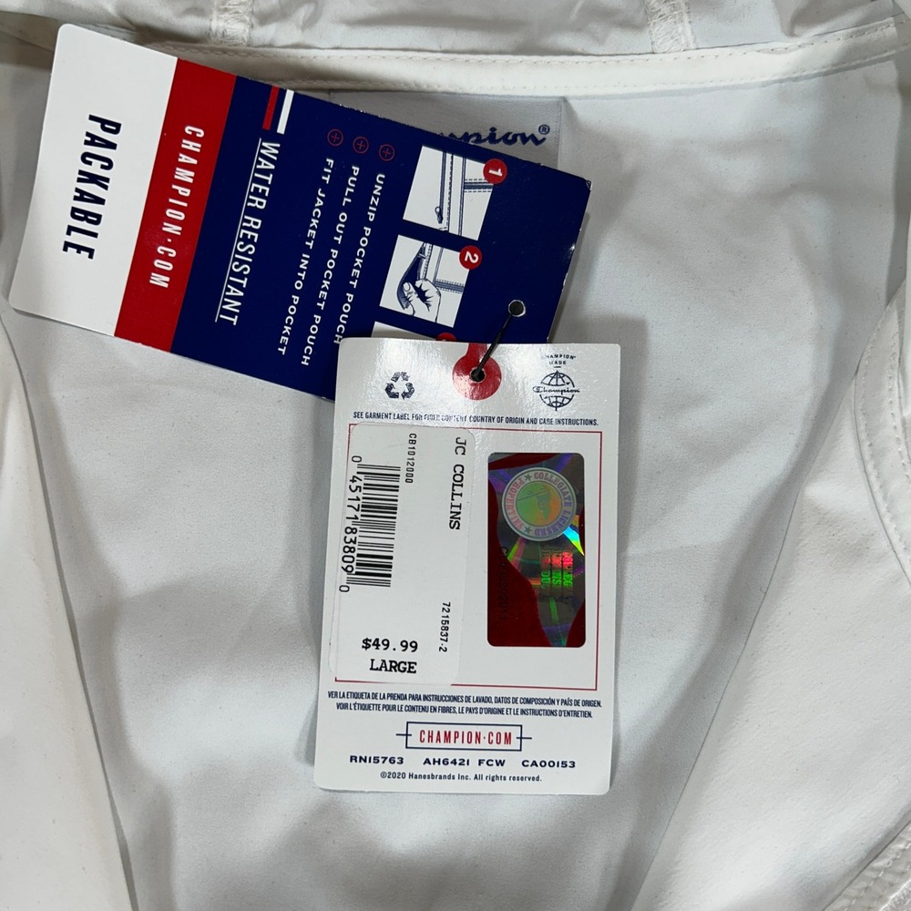 Champion Iowa Hawkeyes Packable Windbreaker Jacket Mens Large White New NWT - Picture 7 of 11
